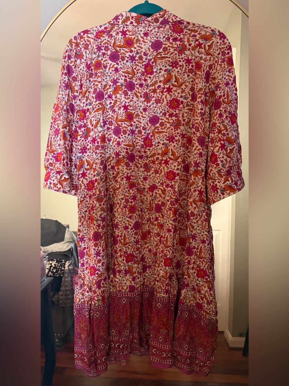Natural Life XXL Becca Floral Boho Midi Dress in Fuchsia & Orange - Picture 3 of 3